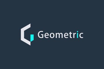 Abstract Initial Letter G Logo. Blue and White Linear Geometric Style isolated on Dark Blue Background. Usable for Business, Technology and Building Logos. Flat Vector Logo Design Template Element.