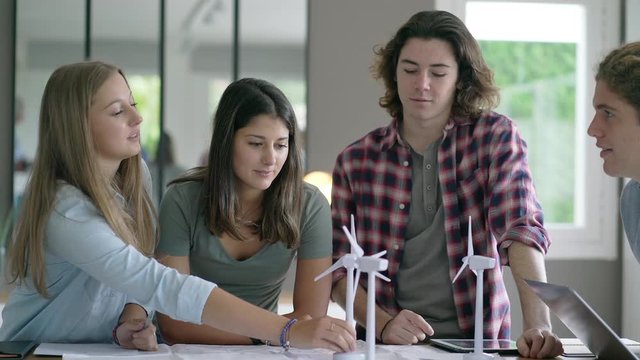 group of students working on a wind project