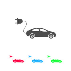 Electric car icon flat