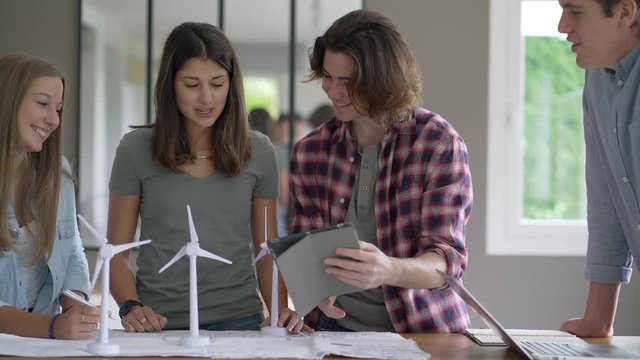 group of students working on a wind project