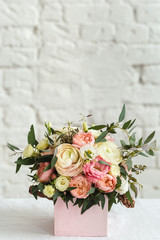 bouquet of beautiful rose and white flowers 