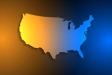 United States map on network connection, blue USA map, vector