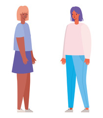 women avatars cartoons vector design