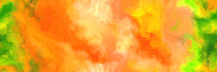 seamless abstract watercolor background with watercolor paint with vivid orange, dark green and khaki colors. can be used as web banner or background