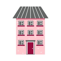 Cute dwelling house with bright colors, high-rise. Isolated vector illustration in a flat style. Home sweet home