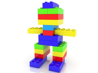Robot made of colored toy bricks
