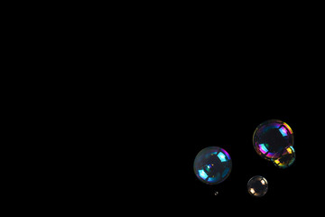 Soap bubbles isolated on a black background
