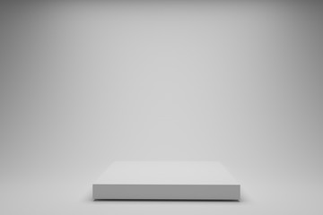 Empty display podium on white background with box stand Blank product showcase shelf 3D rendering