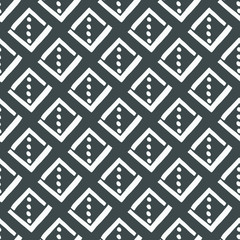 A simple black and white pattern of triangles and dots. Hand illustration. Scandinavian style, design for wallpaper, fabric, textile.
