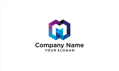 combination of digital and M logo design