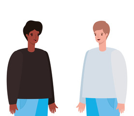Men avatars cartoons vector design