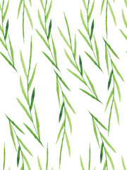A watercolor pattern with green leaves drawn in watercolor.