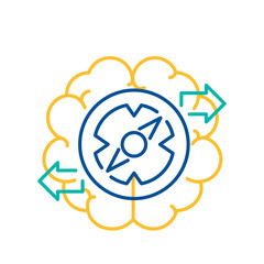 Brain and Gear Logo Icon Finding Solution Concept