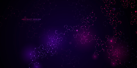 Molecules concept of neurons and nervous system. Scientific medical research. Molecular structure with particles. Abstract connecting dots and lines. Vector technology background.