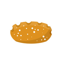 Loaf of white bread. Cartoon flat illustration. Food from grain and flour. French baguette isolated on white