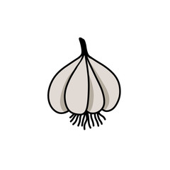 garlic doodle icon, vector illustration