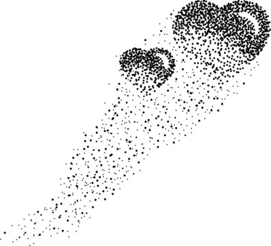 Lovely hearts formed by a magical trail of flying points