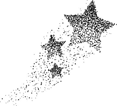 Little stars formed by a magical trail of flying points