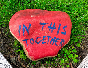 All in This Together Sign Showing Unity and Cooperation for Coronavirus Pandemic in America