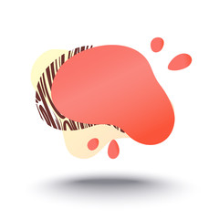 Abstract liquid shape with gradient, zebra print texture, coral color (2019 trend). Design element for web banners, flyers. Isolated, white background, with place for your text. Vector illustration.