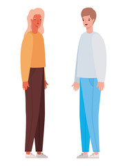 Fototapeta premium Woman and man avatar cartoon vector design