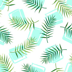 Tropical seamless pattern with leaves. Vector illustration.