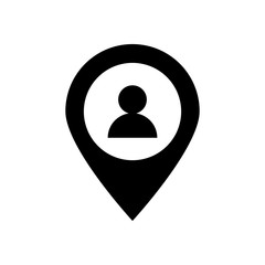 pin location with user silhouette style icon