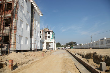 Building Construction, Interior Work, Under construction building project  