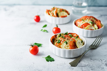 Zucchini tomato casserole with pepper and parsley