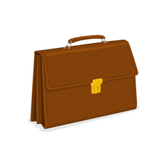 Business briefcase with lock isolated on white background.