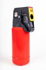 A small fire extinguisher to extinguish a fire in passenger cars. Fire accessories on the car