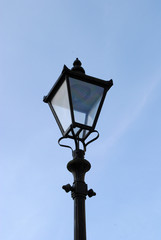 Fototapeta na wymiar Close Up of Old Traditional Iron Lantern on Street Lamp 