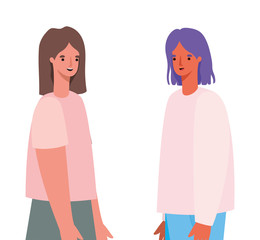 women avatars cartoons vector design