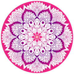 Flower mandala in bright pink. Vector illustration.