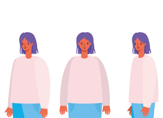 women avatars cartoons vector design