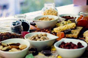 Granola bars with healthy nuts and dried fruits