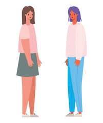 women avatars cartoons vector design