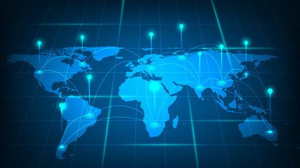 Fototapeta premium Global network connection, internet and global connection concept, vector illustration