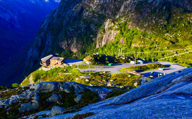 View from the top of the Eagle's Nest restaurant and parking near the start of the ascent to...