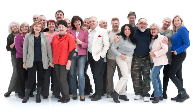Group of happy people isolated over a white background