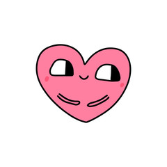 Flirt heart symbol doodle illustration icon in cartoon comic kawaii face