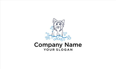 combination of dog and clean logo design