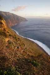 Beautiful scenic sunset view on cliffs coast of Atlantic Ocean