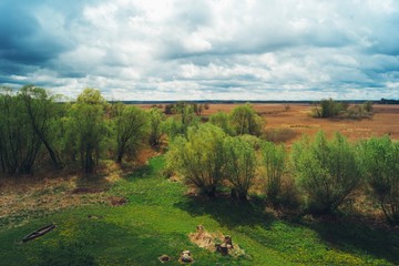 Widok z wysoka krajobraz park krajobrazowy wiosna , podlaskie, polska Europa