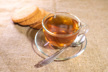 Delicious tea with fresh oatmeal cookies. Light breakfast