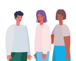 Woman and man avatar cartoon vector design