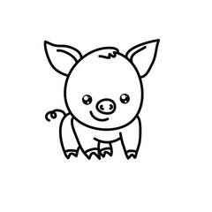 Chinese New Year kawaii zodiac animals clipart on a white background, Pig, Piggy