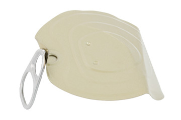 tin can lid with pull tab ring isolated on white background