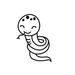 Chinese New Year kawaii zodiac animals clipart on a white background, Snake