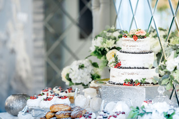 wedding cake decorated with flowers